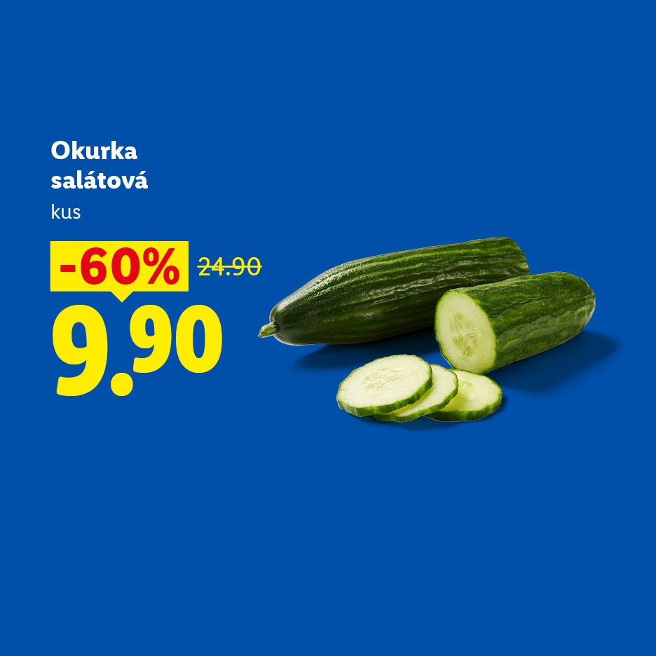 Salátová okurka s 60% slevou, nyní za 9,90, původně 24,90.