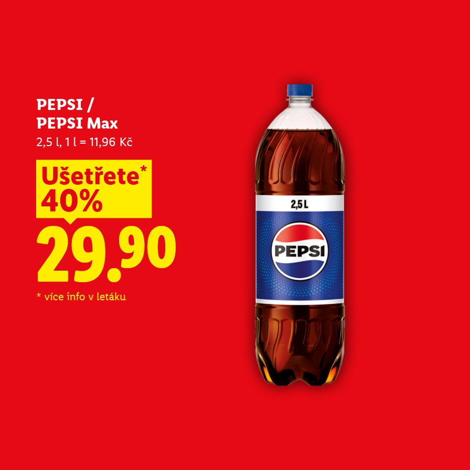 Láhev koly o objemu 2,5 l za 29,90 Kč, sleva 40 %.