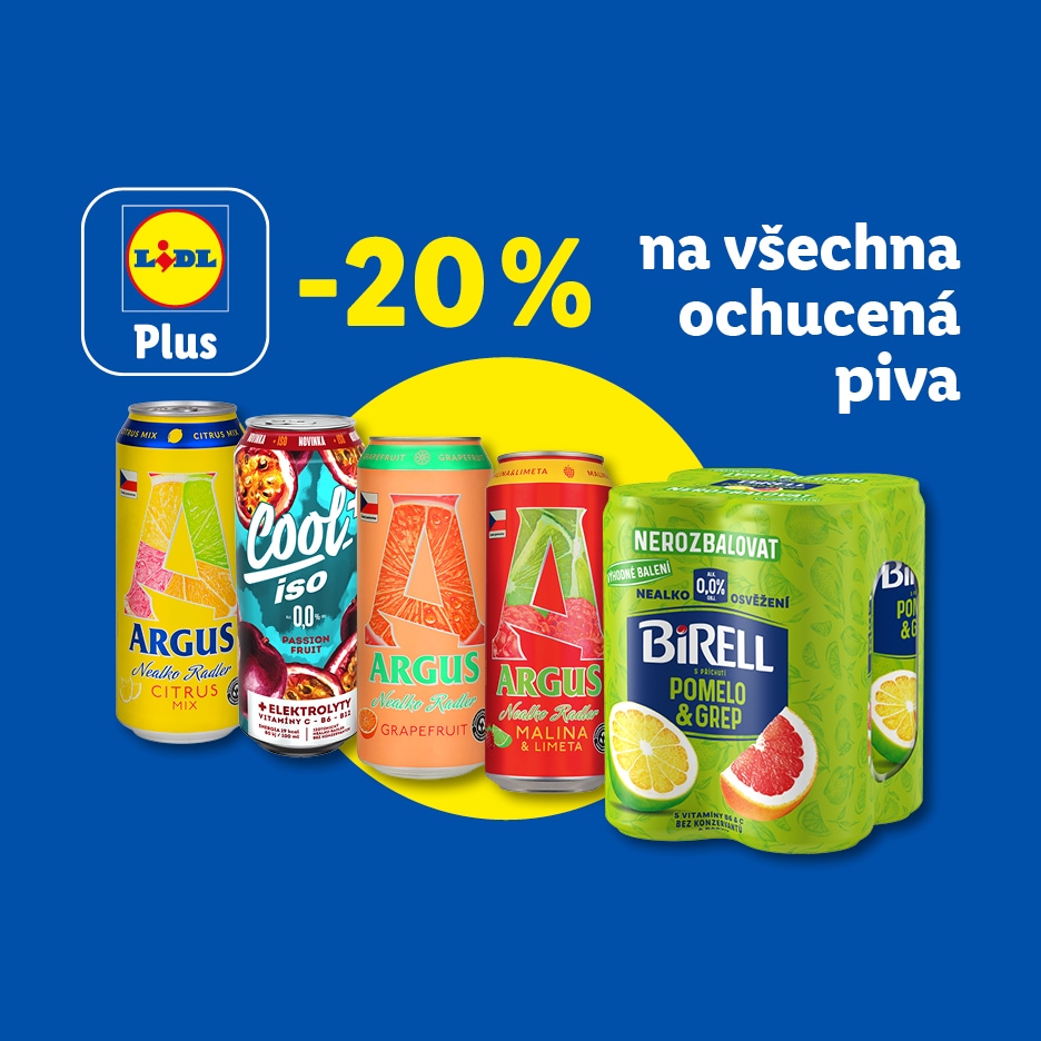 Sleva 20 % na ochucená piva, včetně radlerů a nealkoholických nápojů s příchutí ovoce.
