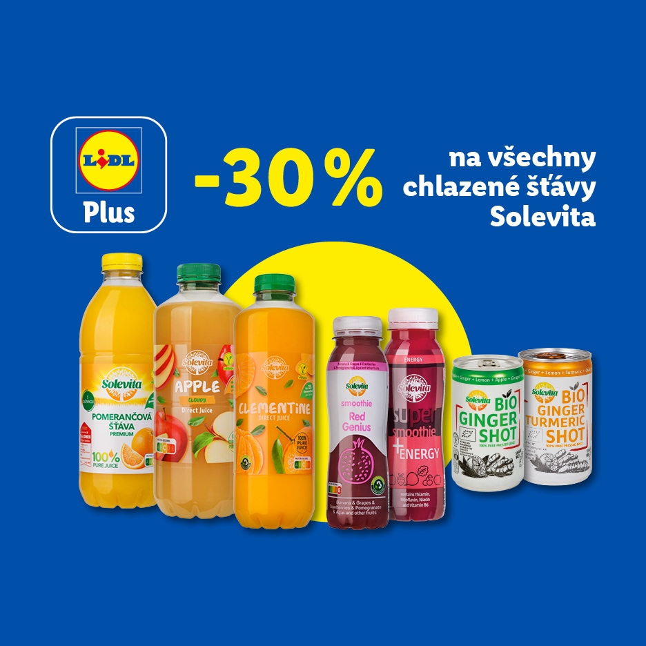 30% sleva na chlazené džusy a smoothies, včetně pomerančového, jablečného a zázvorových shotů.