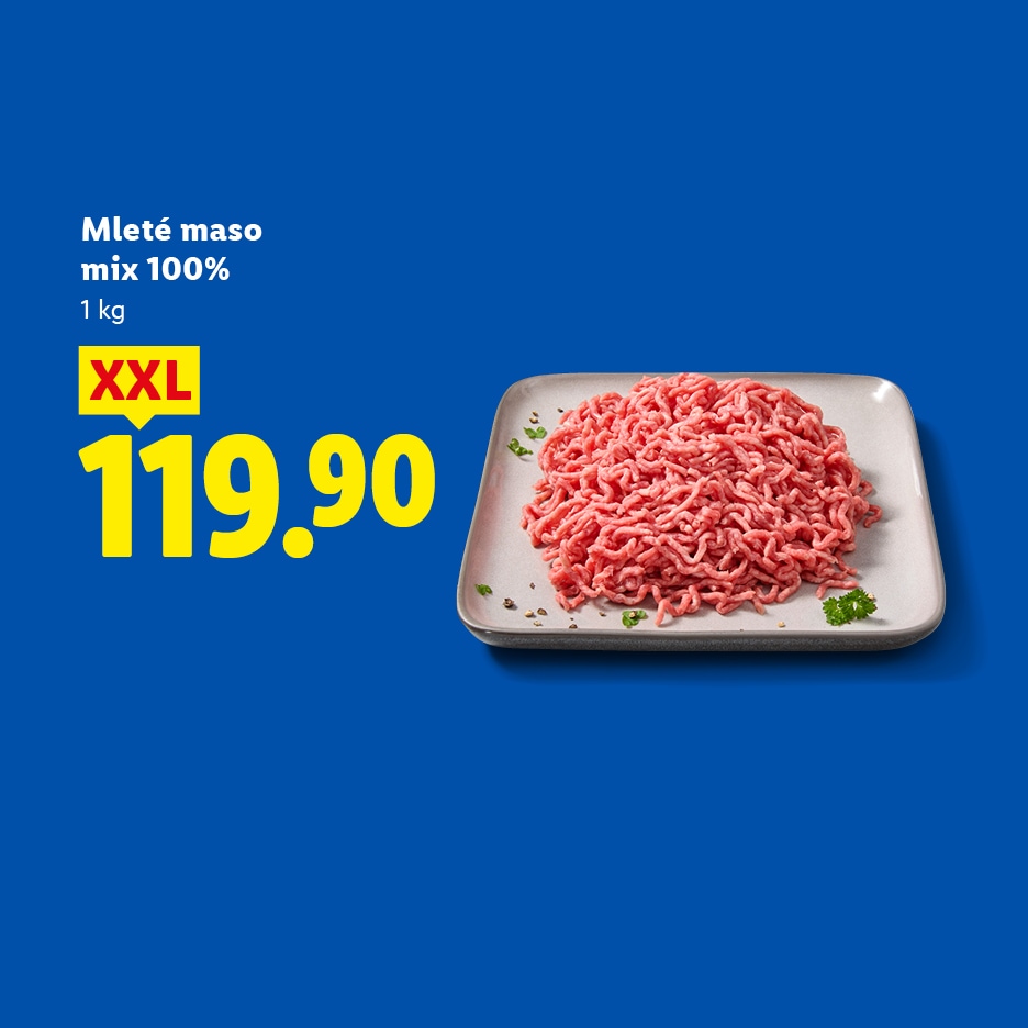 Mleté maso mix 100%, 1 kg, cena 119.90, XXL balení.