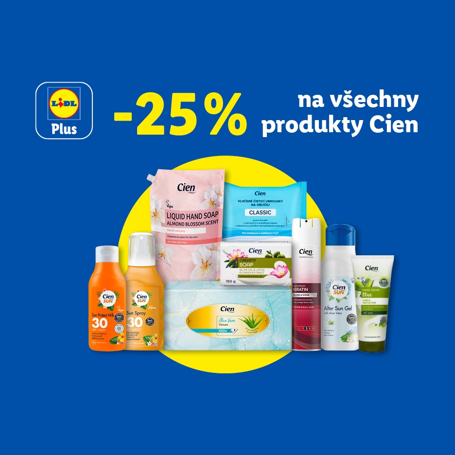 25% sleva na všechny produkty péče o tělo, včetně mýdel, opalovacích krémů a ubrousků.