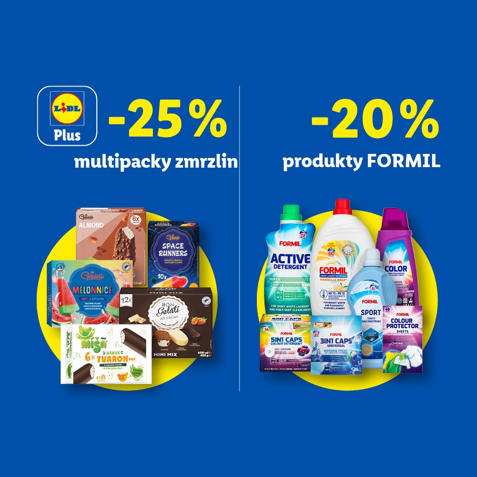 Lidl Plus: -25 % na multipacky zmrzlin a -20 % na prací prostředky.