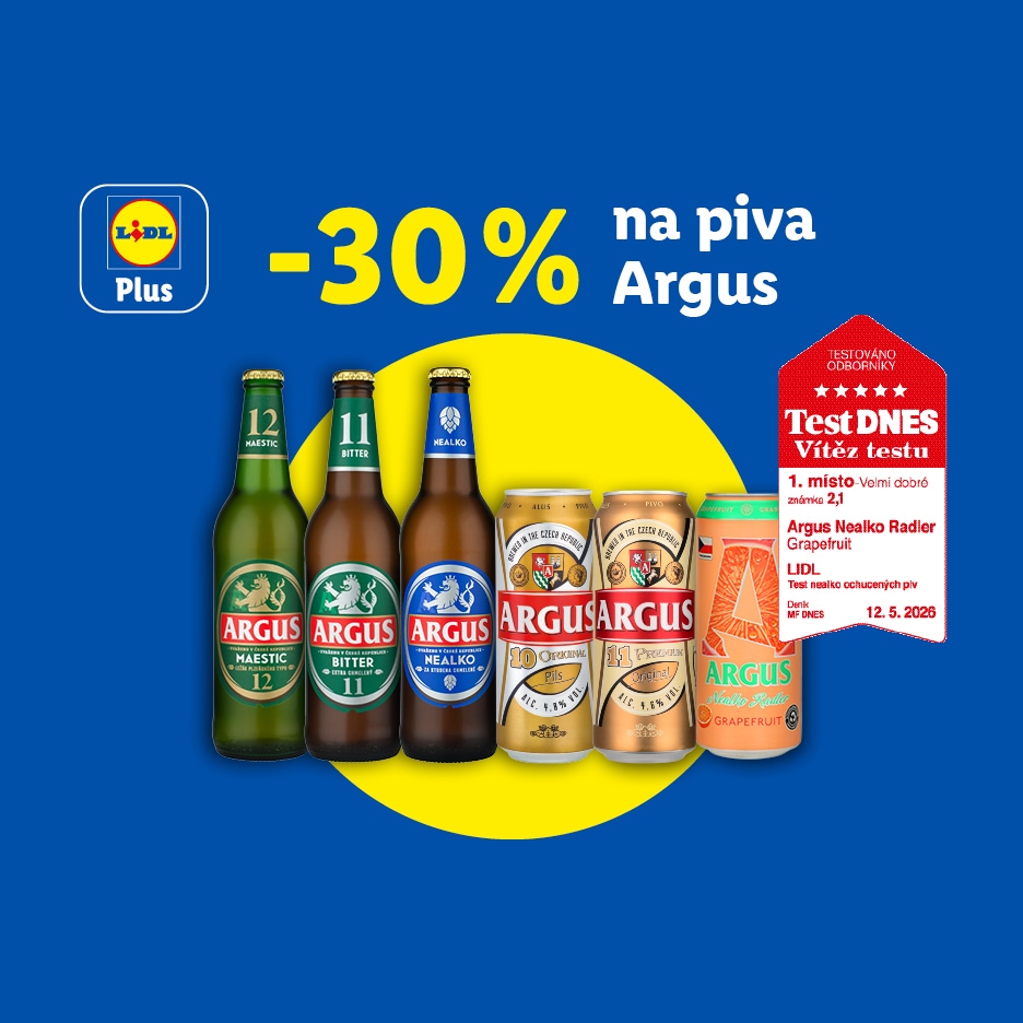 Propagační obrázek s 30% slevou na piva, zobrazující různé lahve a plechovky piva, včetně jednoho s označením 'Vítěz testu'.