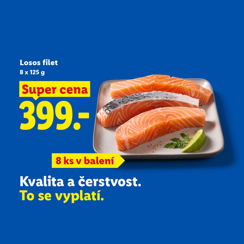 Lososový filet v balení 8x125g za super cenu 399,- Kč. Kvalita a čerstvost se vyplatí.