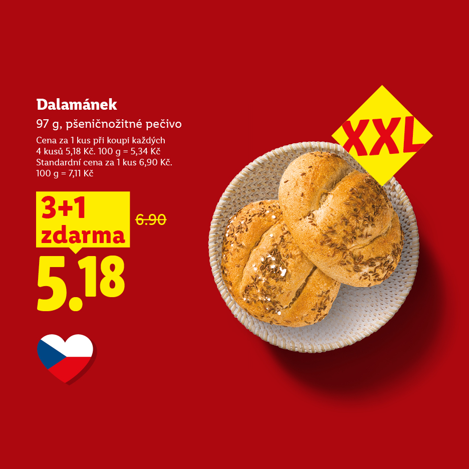 Dalamánek v akci 3+1 zdarma za 5,18 Kč za kus.