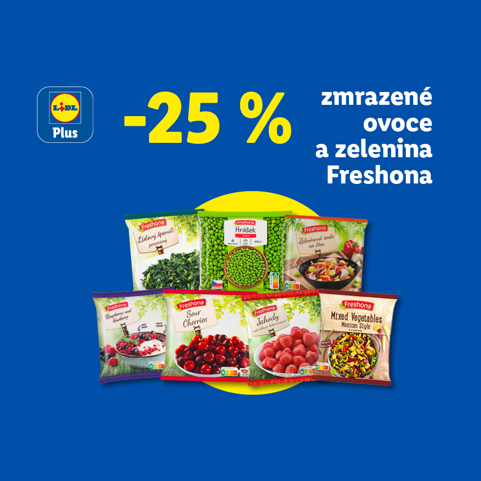 Sleva 25 % s aplikací na mražené ovoce a zeleninu.