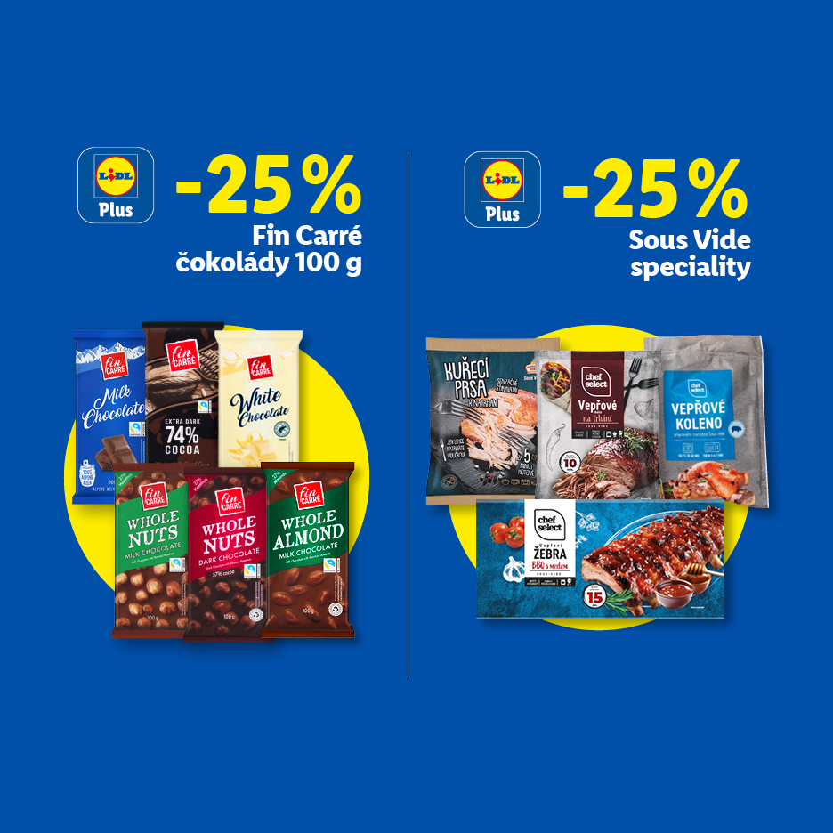 Sleva 25 % s aplikací na vybrané čokolády a masové speciality sous-vide.