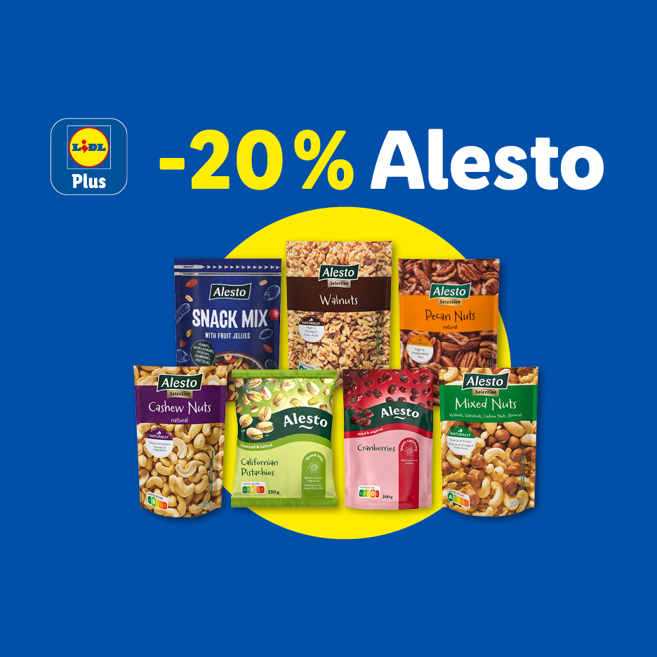Sleva 20 % na vybrané druhy ořechů a sušeného ovoce v aplikaci.