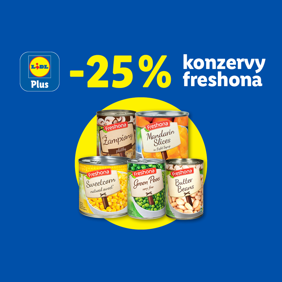 Sleva 25 % na vybrané konzervované potraviny s aplikací.