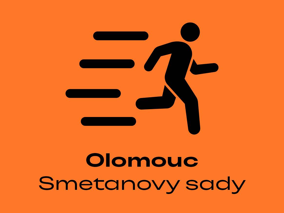 Logo pro Smetanovy sady v Olomouci s motivem běžícího člověka.