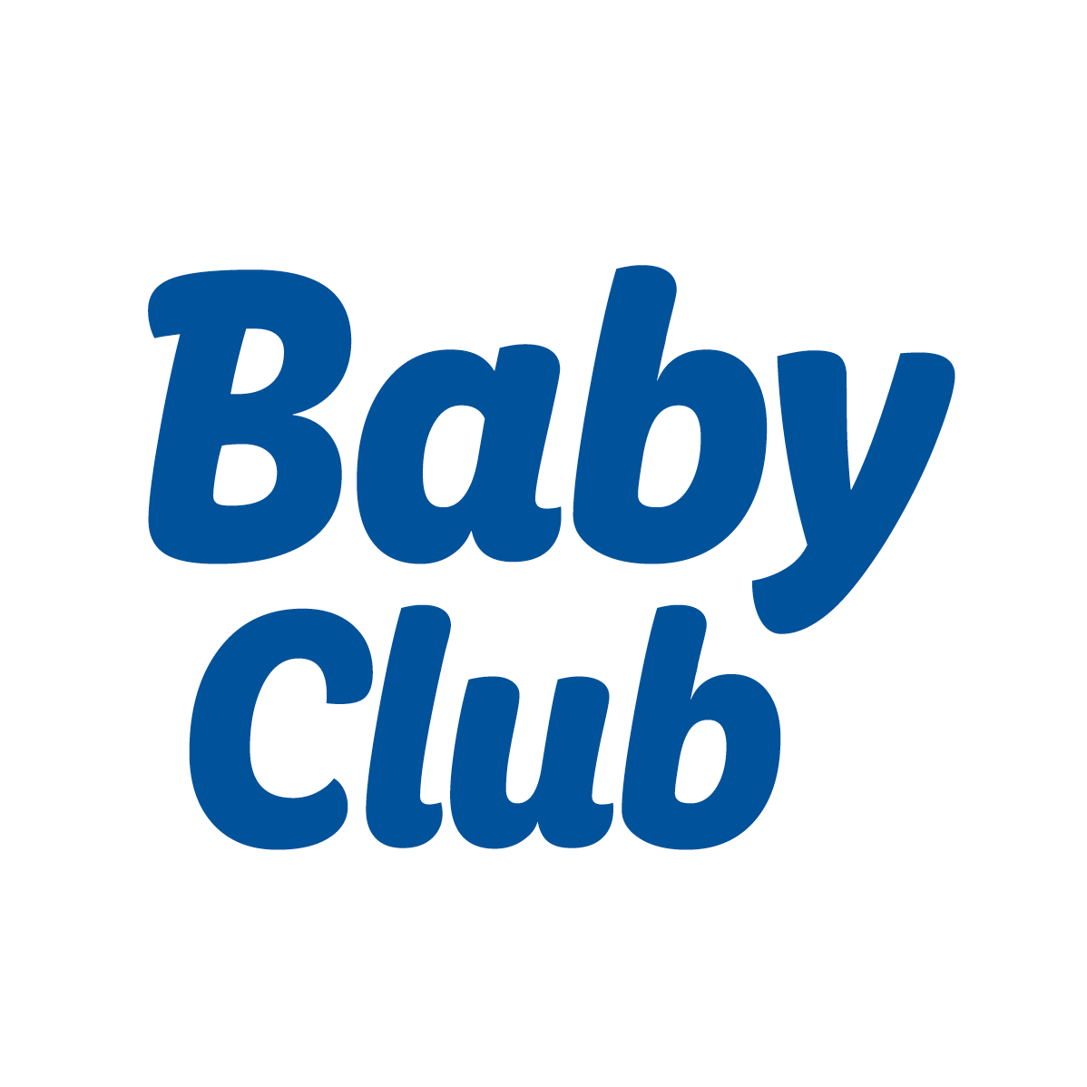 Logo Baby Club v modrém písmu na bílém pozadí.