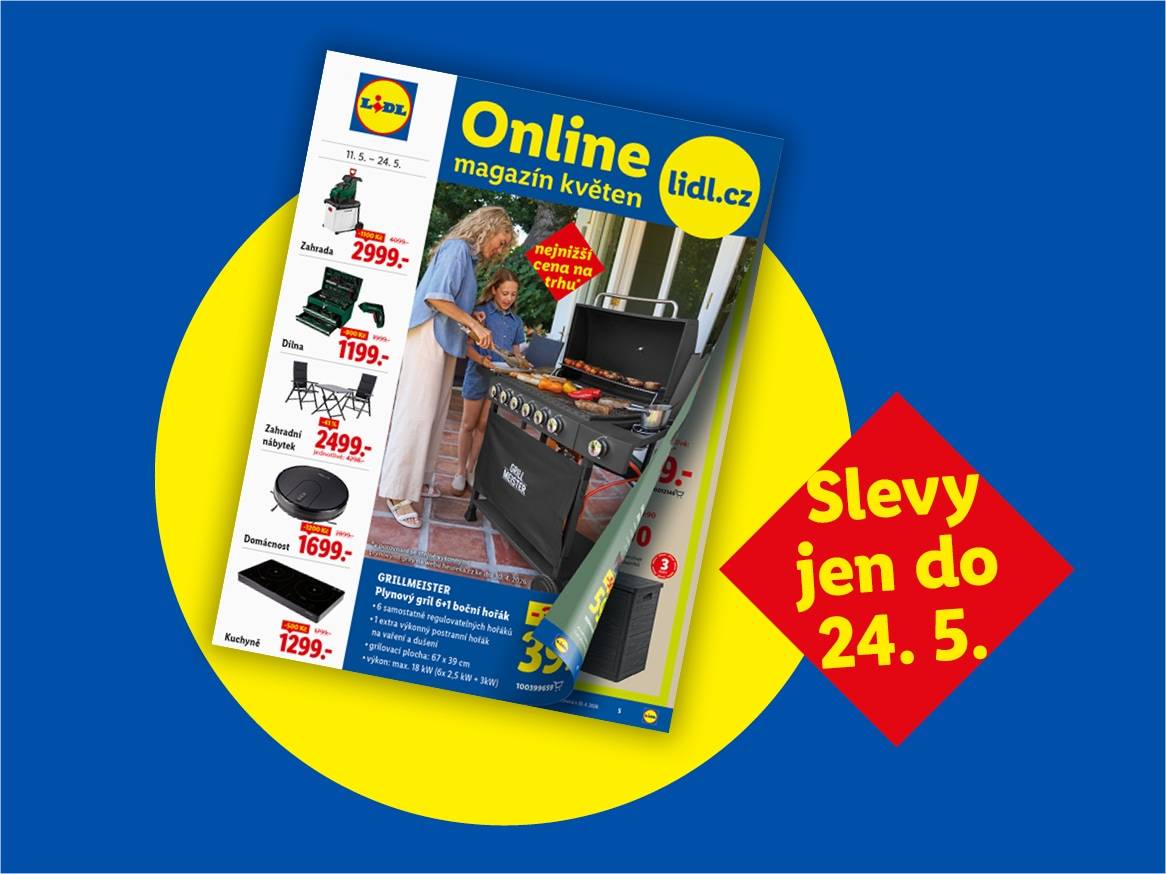 Květnový online magazín s nabídkou zahradního grilu, nábytku, nářadí a domácích spotřebičů, slevy do 24. 5.