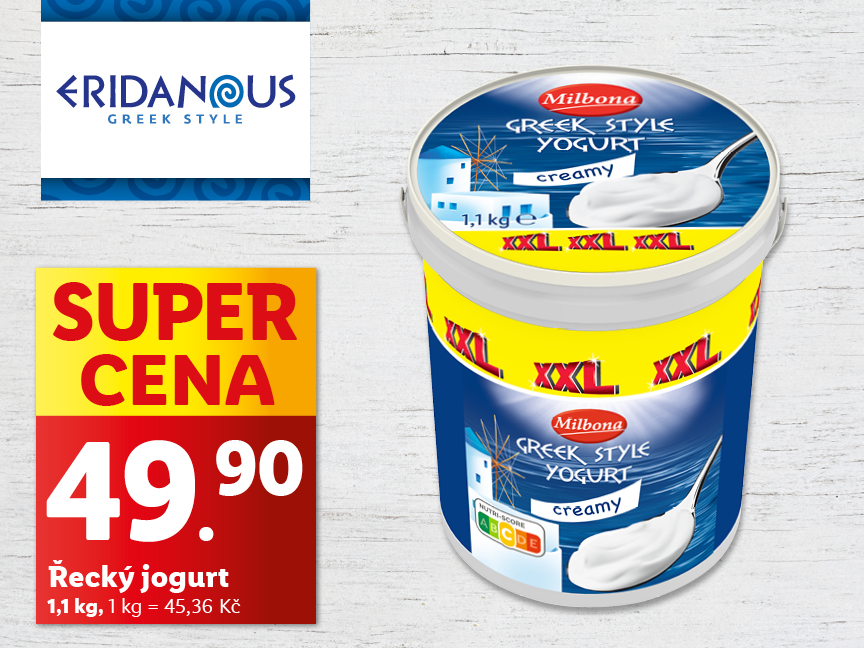 Milbona řecký jogurt XXL v akci za 49,90 Kč.