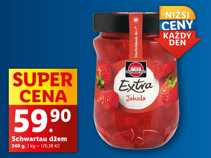 Džem Schwartau Jahoda v akci za 59,90 Kč.