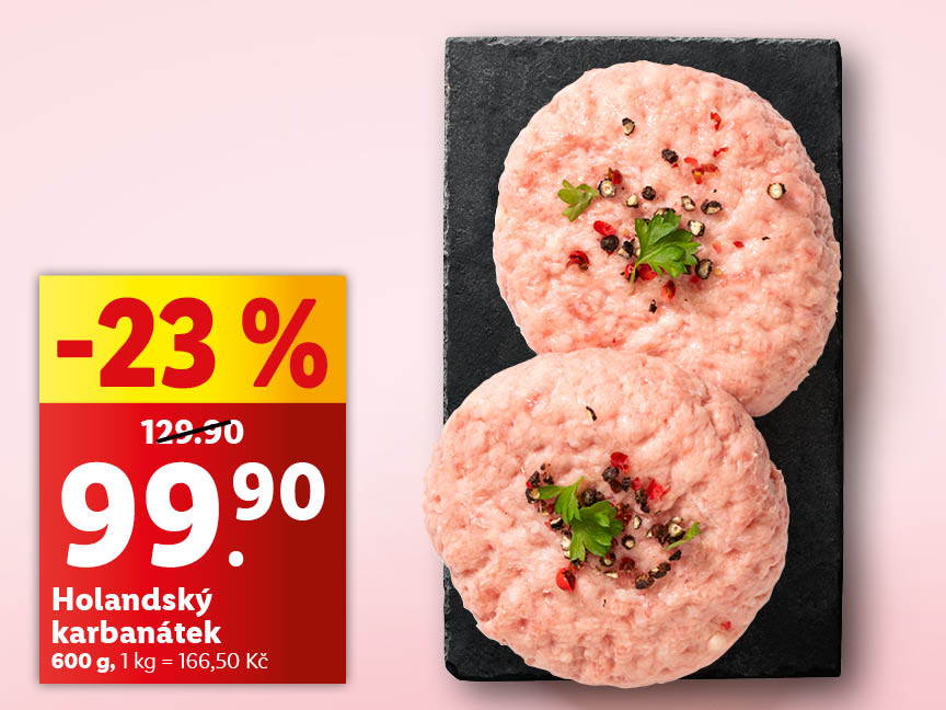 Dva holandské karbanátky na černé desce, sleva 23%, cena 99,90 Kč.
