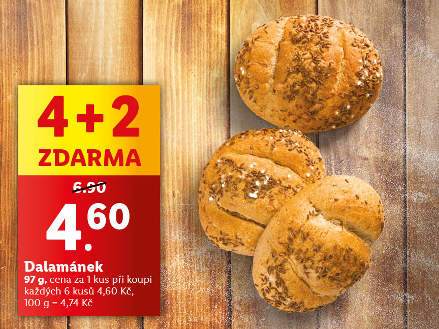 Akce na dalamánky: 4+2 zdarma za 4,60 Kč.