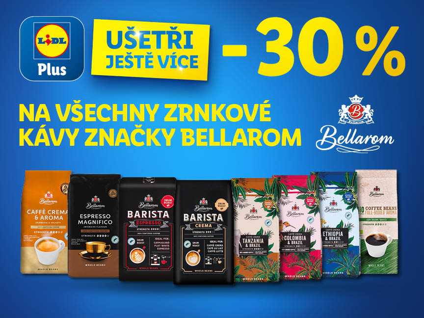 Sleva 30% na všechny kávy Bellarom od Lidlu.