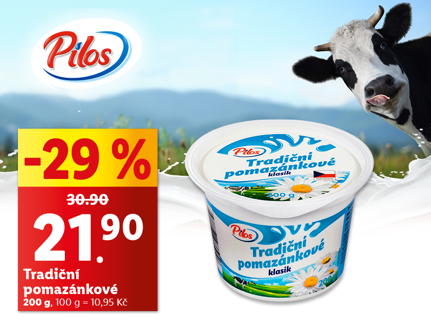 Sleva 29% na 200g Pilos tradiční pomazánkové klasic.