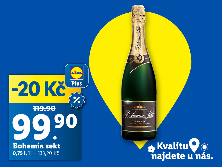 Bohemia Sekt, 0,75 l za 99,90 Kč. Původní cena 119,90Kč