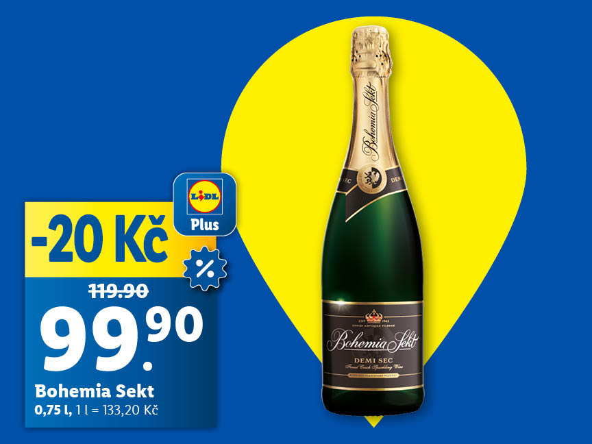 Akční nabídka Bohemia Sekt demi sec za 99,90 Kč v Lidlu.
