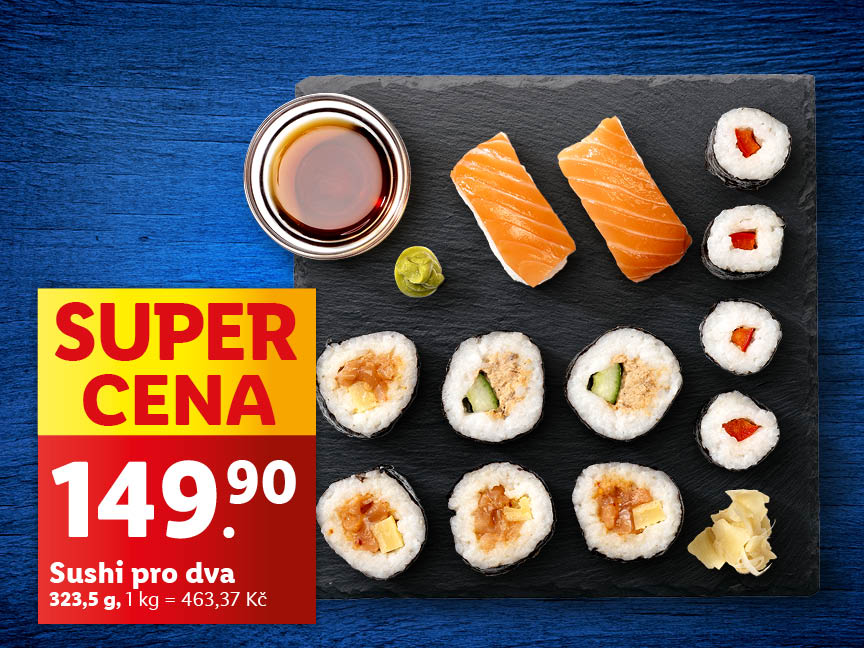 Sushi set s lososem a dalšími druhy za super cenu 149,90 Kč.