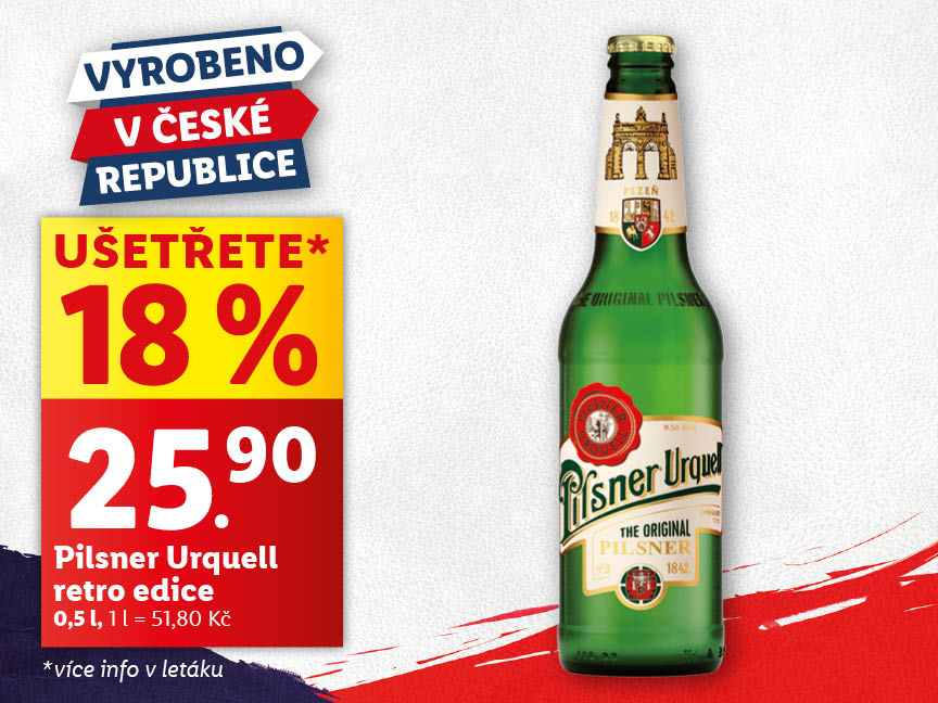 Pilsner Urquell retro edice 0,5 l za 25,90 Kč