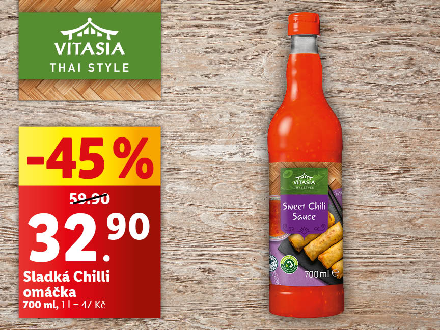 Sleva 45% na omáčku Vitasia Sweet Chili Sauce (700 ml).
