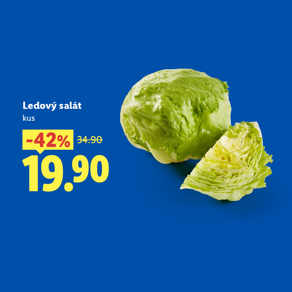 Ledový salát za 19.90, původně 34.90, se slevou 42 %.