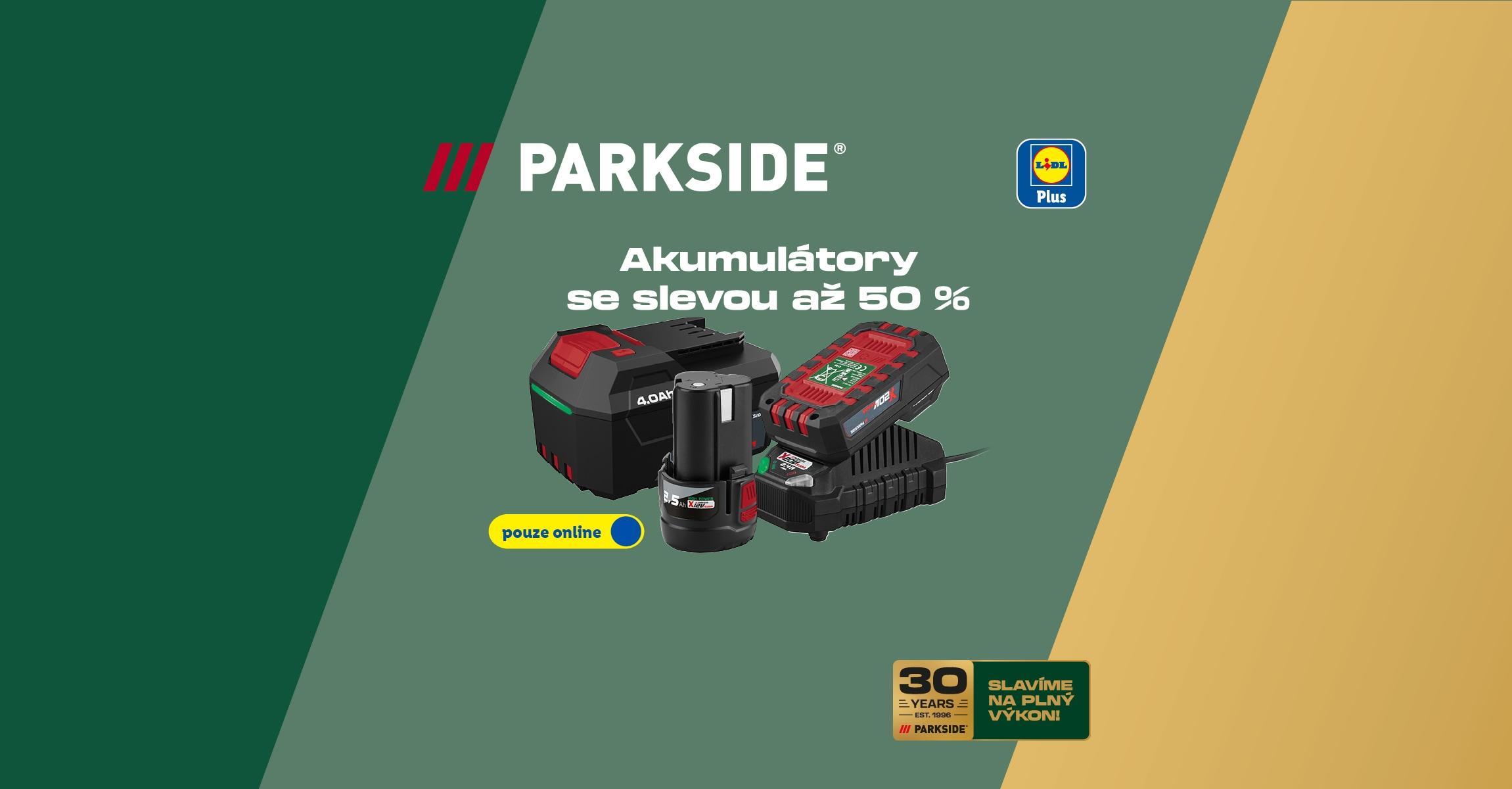 Akumulátory se slevou až 50 %, oslavujeme 30 let Parkside.