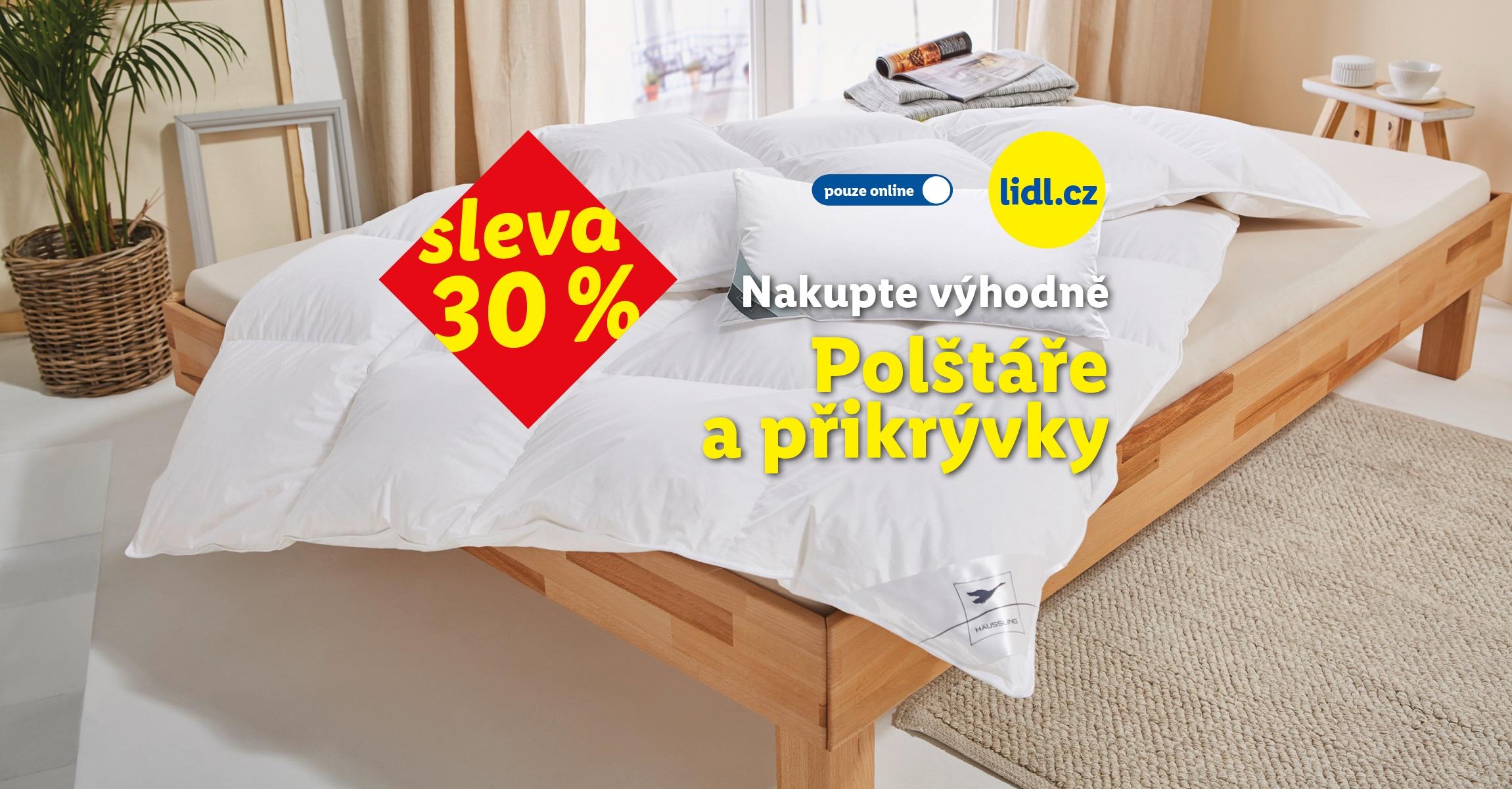 Sleva 30 % na polštáře a přikrývky. Pouze na lidl.cz s kódem Prikryvky30