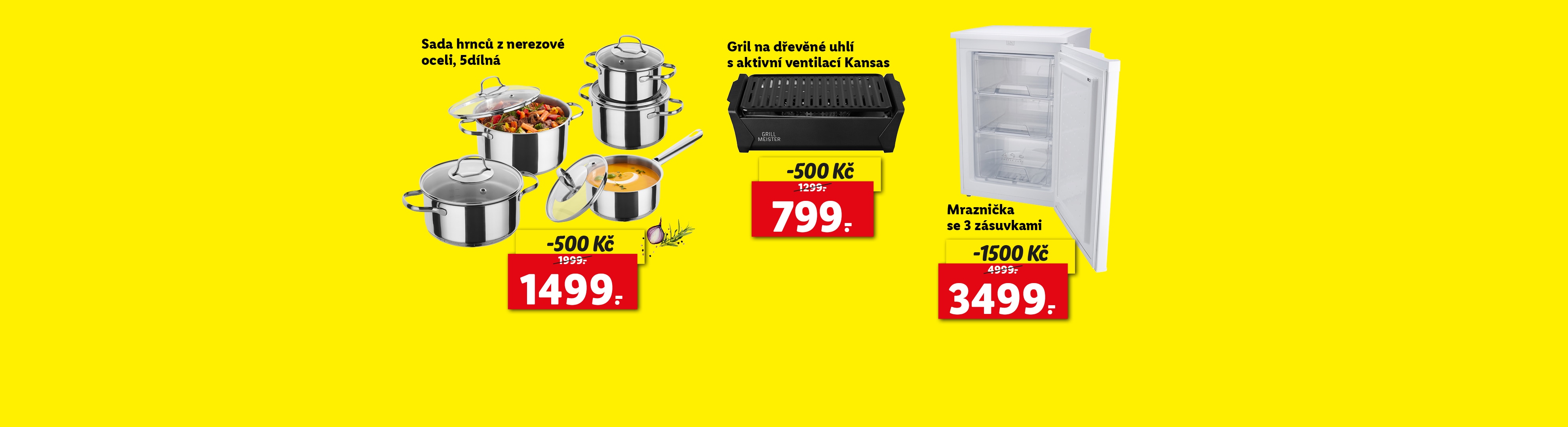 lidl-shop magazín červenec: Sada nerezových hrnců a gril na dřevěné uhlí se slevou.