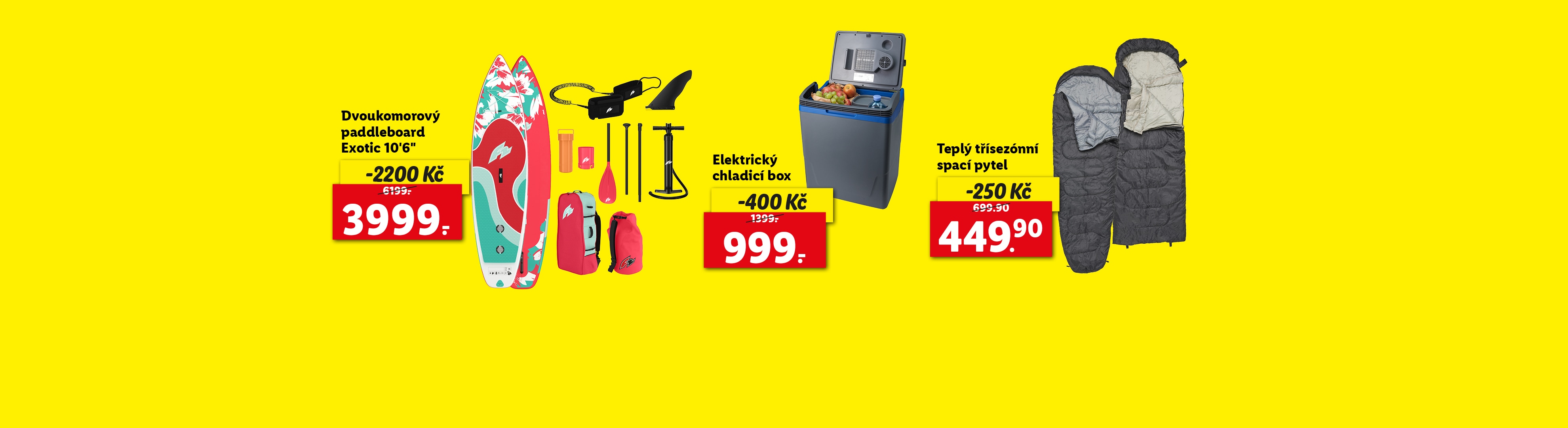 lidl-shop magazín červenec: paddleboard Exotic a elektrický chladicí box se slevou.
