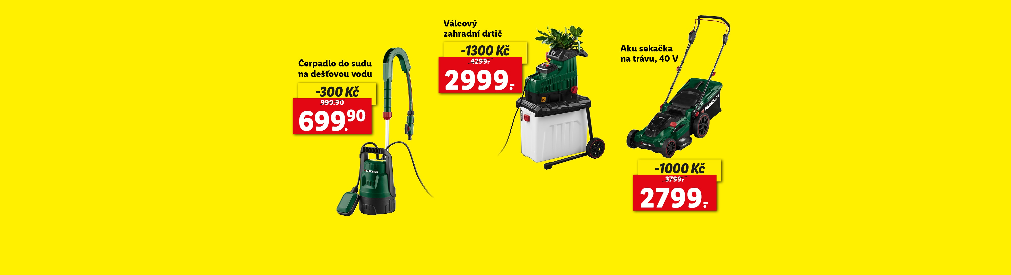 lidl-shop magazín červenec: sekačka na trávu a zahradní drtič Parkside za zvýhodněné ceny.