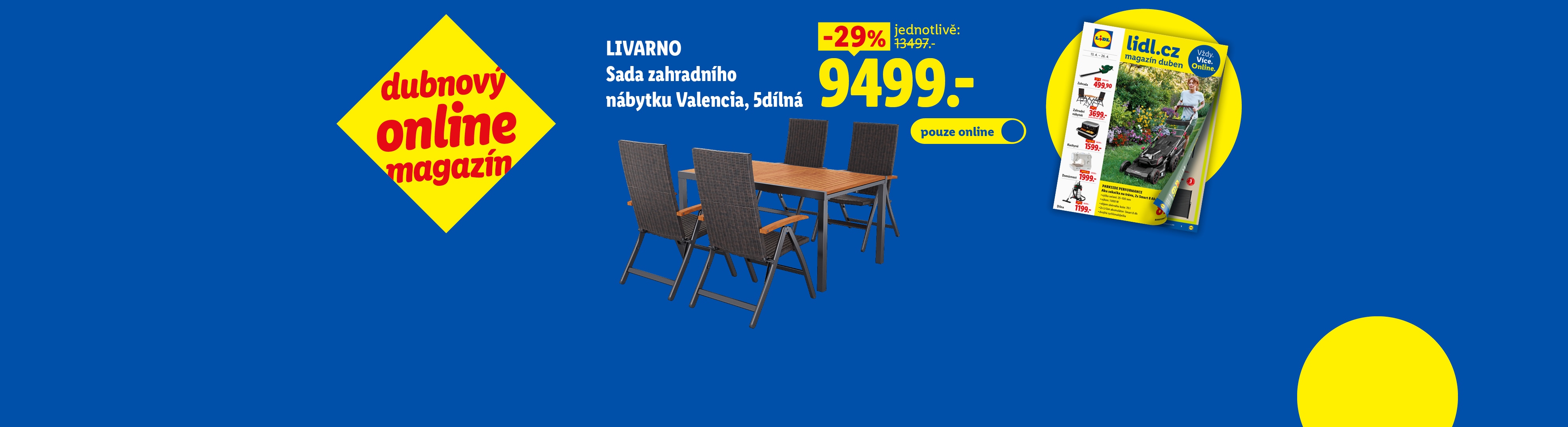 Online magazín s nabídkou zahradního nábytku a dalších produktů, s cenou 9499 Kč.