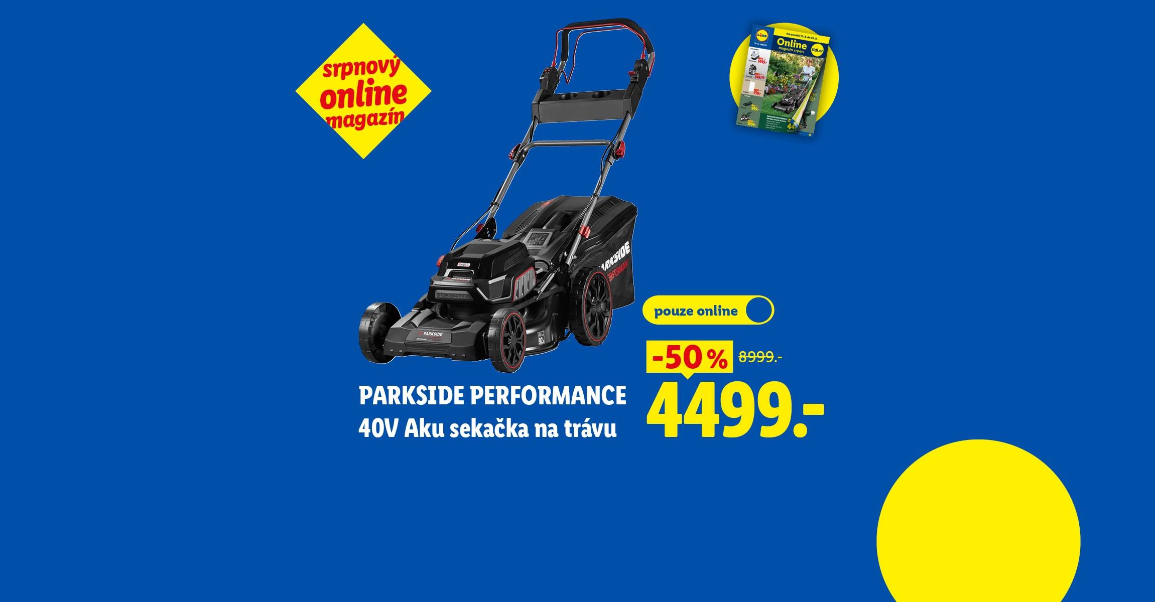 Srpnový online magazín s aku sekačkou na trávu ve slevě za 4499 Kč.