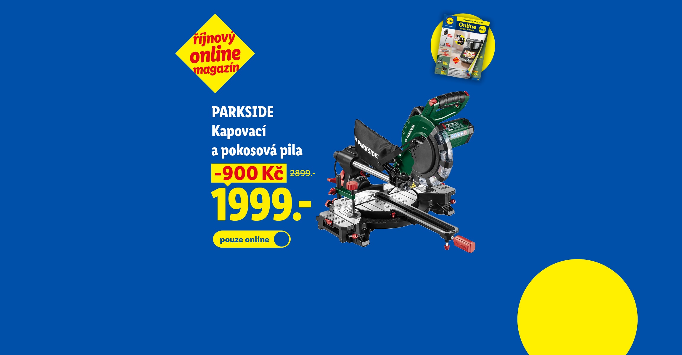 PARKSIDE Kapovací a pokosová pila se slevou 900 Kč, nyní za 1 999 Kč. Říjnový online magazín.