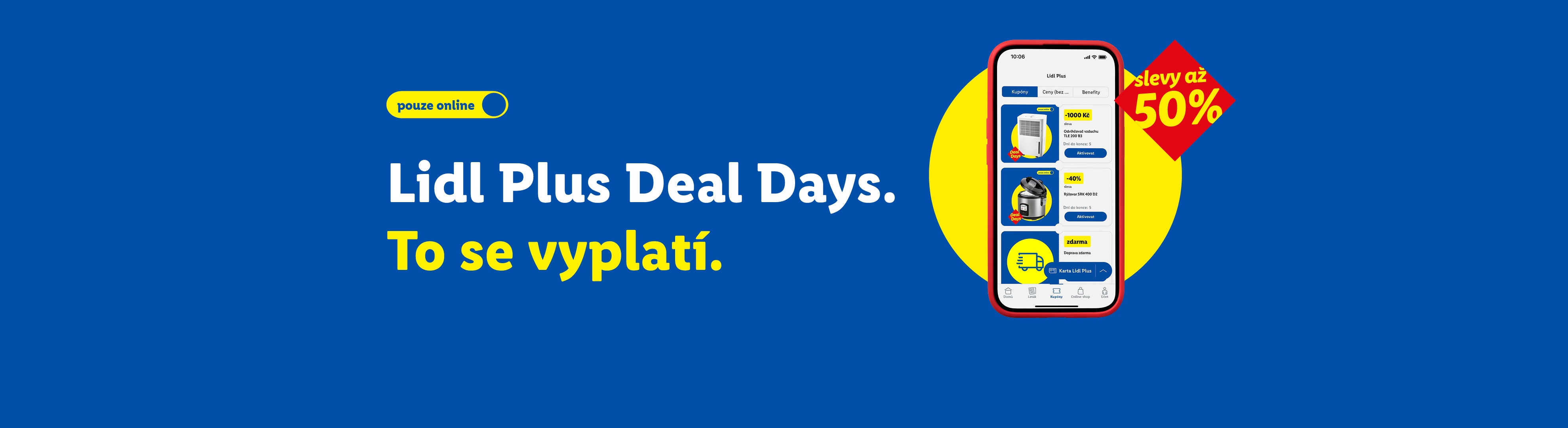 Lidl Plus Deal Days s online slevami až 50 % na spotřebiče, jako je odvlhčovač vzduchu a rýžovar.
