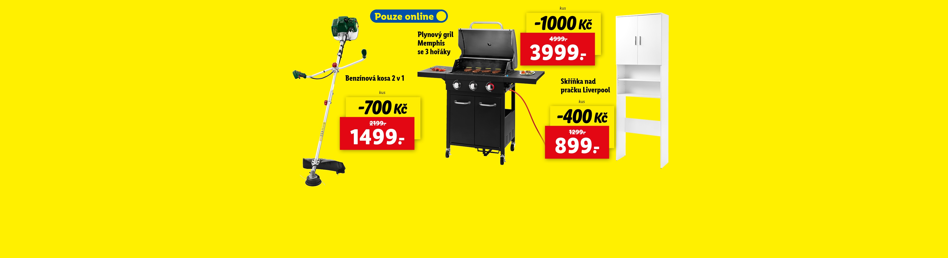Benzínová kosa a plynový gril Memphis s akčními cenami.